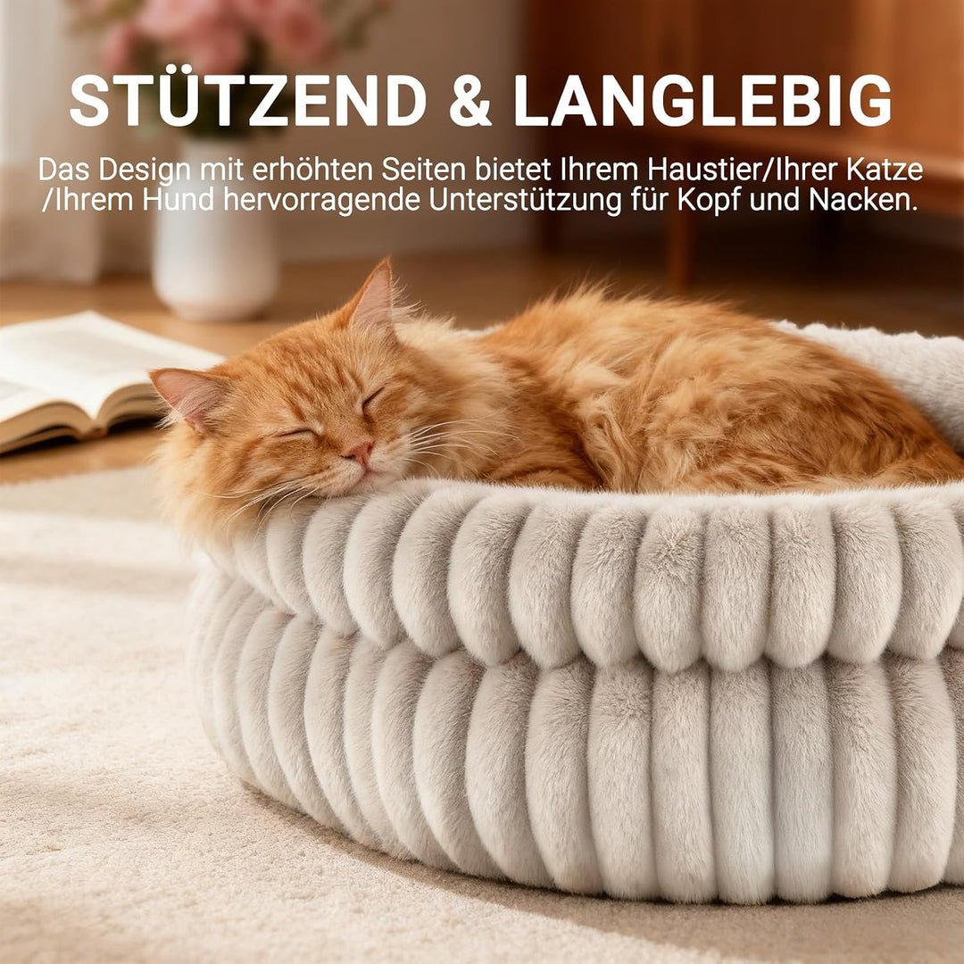 EDMIENS Katzenbett, Waschbar Indoor Katzenbett Flauschig, Rund Katzenkissen, zweiseitig Innenkissen