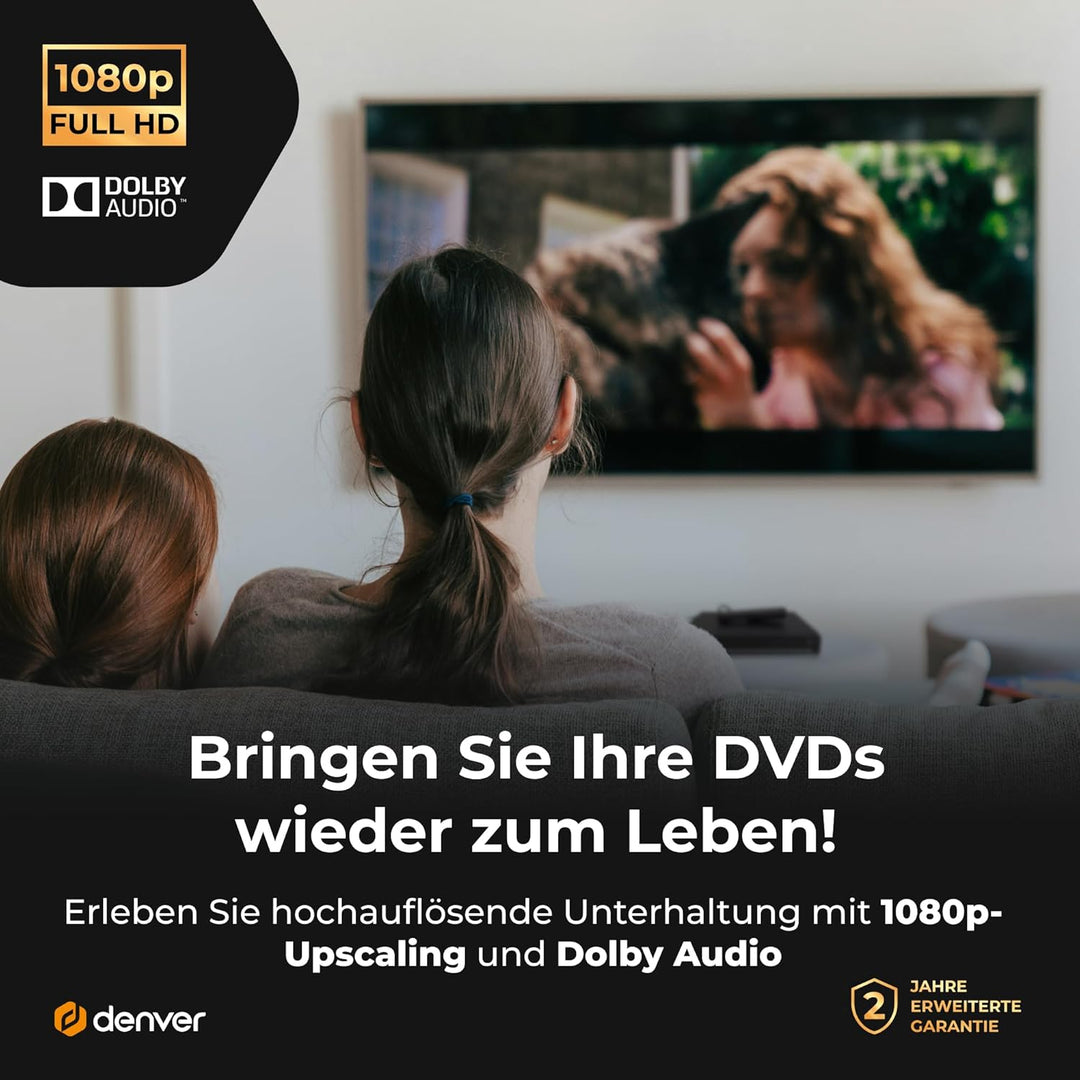 Denver DVH7787 DVD Player HDMI Für Fernseher, Mini, Alle Regionen Frei, 1080P Upscaling, Dolby Digit