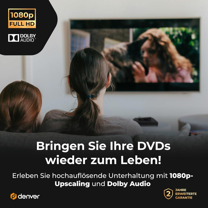 Denver DVH7787 DVD Player HDMI Für Fernseher, Mini, Alle Regionen Frei, 1080P Upscaling, Dolby Digit