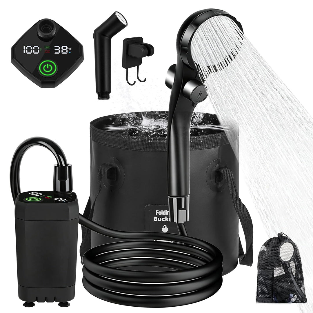 20L Upgrade Tragbare Campingdusche, Campingdusche Tragbare, Schwarze Aussendusche Elektrische Aussen