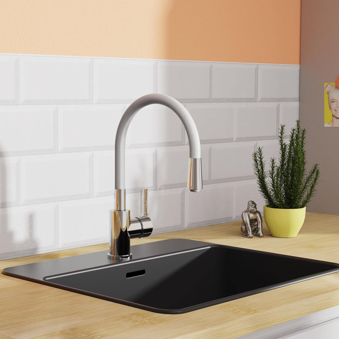 EISL NI186FLHG FLEXO Spültischarmatur Hell Grau/Chrom, biegsamer Wasserhahn für die Küche, energie-u