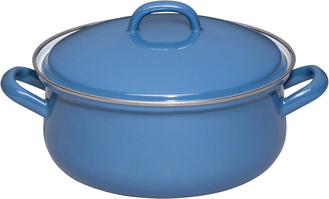 Riess, 0613-129, Kasserolle mit Deckel 20cm, 2L, Emaille, CLASSIC Edition NATURE BLUE DARK, 1,383kg,