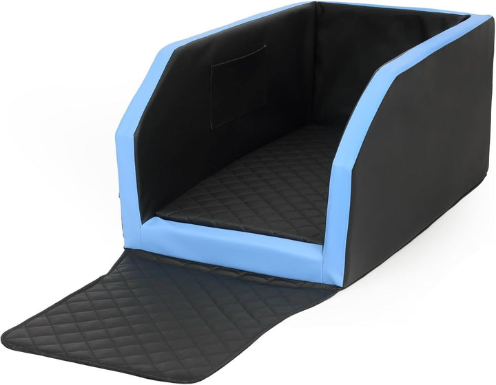 Autohundebett Hunde-Autositz Hundebett Rückbank Hundesitz Anschnallgurt 55x100 (Farbe: schwarz, blau