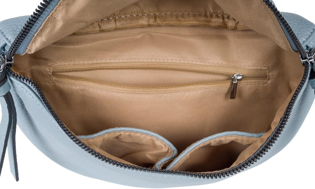 styleBREAKER Damen Halbmond Crossbody Schultertaschen Set 2-Teilig, Schultergurt mit Zick-Zack Raute