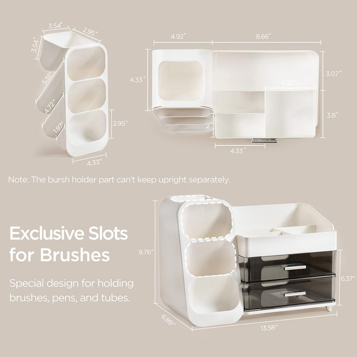 HBlife Makeup Kosmetik Organizer mit Schubladen, Pinsel Organizer, 3-in-1 Plastic Kosmetik Aufbewahr