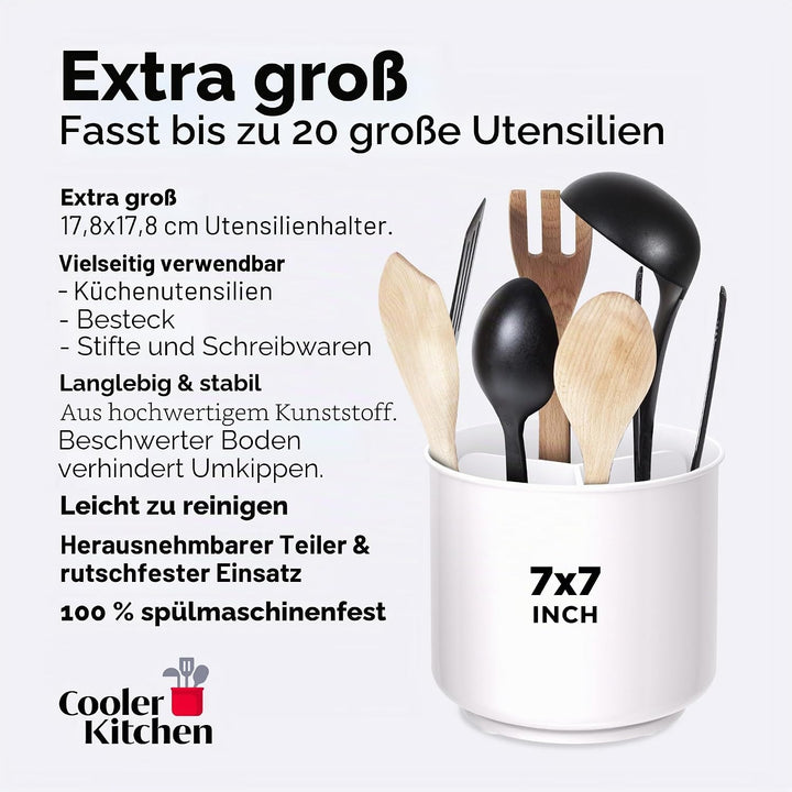 Küchenutensilien Behälter, drehbar | extra grosser Behälter zur Küchenhelfer Aufbewahrung mit abnehm