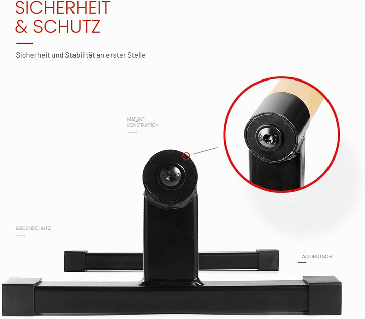 Premium Parallettes bis 1500 kg - Liegestützgriffe Holz und Metall - Rutschfeste Handstand Griffe/Di