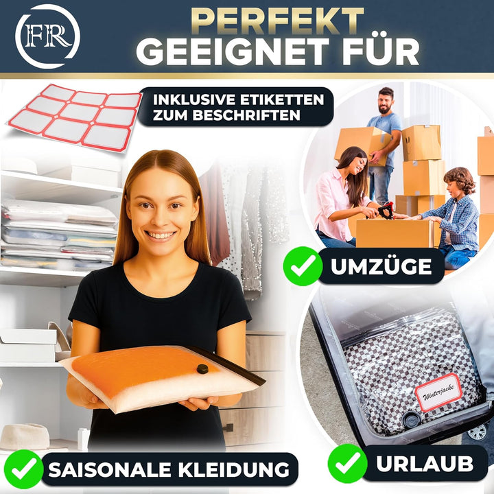 FiRiO® Vakuumbeutel für Kleidung I 6 STÜCK I Grösse L: 80x60cm I Vacuum Bags for Clothing I Staubsau