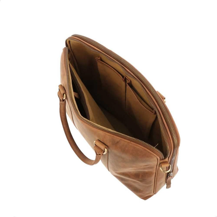 More Than Hip Hazel Laptoptasche 15,6 Zoll - Damen Arbeitstasche aus Vintage Öko Leder Aktentasche f