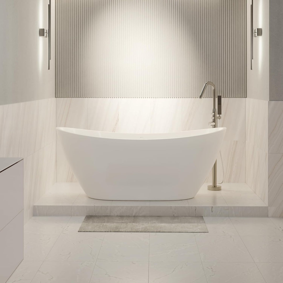 BERNSTEIN Freistehende Badewanne aus Sanitäracryl Standbadewanne Wanne mit Doppelwandiger Konstrukti
