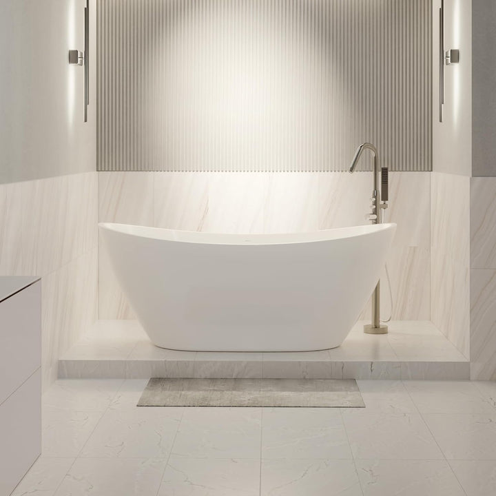 BERNSTEIN Freistehende Badewanne aus Sanitäracryl Standbadewanne Wanne mit Doppelwandiger Konstrukti