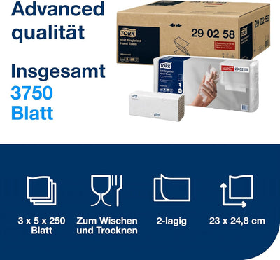 Tork Zickzack Papierhandtücher Universal 290152 - H3 Falthandtücher für Papierhandtuchspender - 1-la