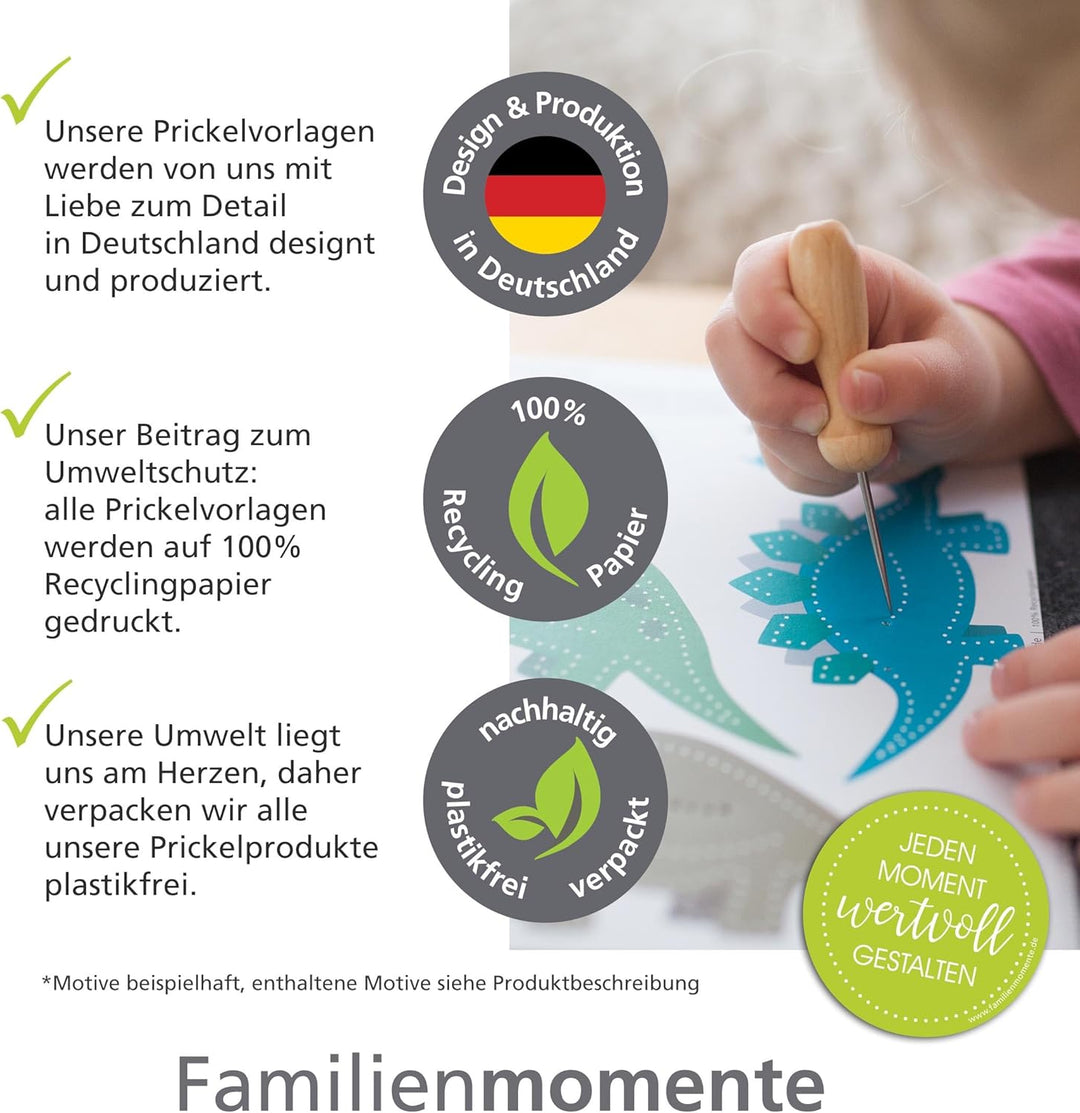 Familienmomente Maxi-Bastelset zum Prickeln Weihnachten, 10 Vorlagen (2x Weihnachts-Windlichter, 2x