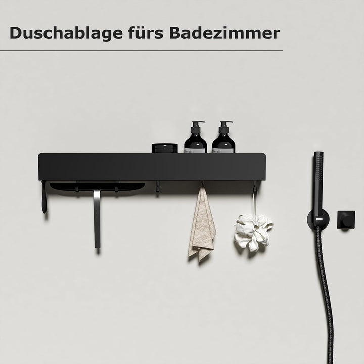 REKITA Duschablage ohne Bohren, Badezimmer Organizer 50 cm, Duschablage Edelstahl mit 5 Abnehmbaren