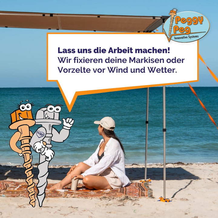 Peggy Peg – Markisenbefestigung Set mit Fix&Go Anker-Platten 2.0 & diversen Schraubheringen – Bodenh