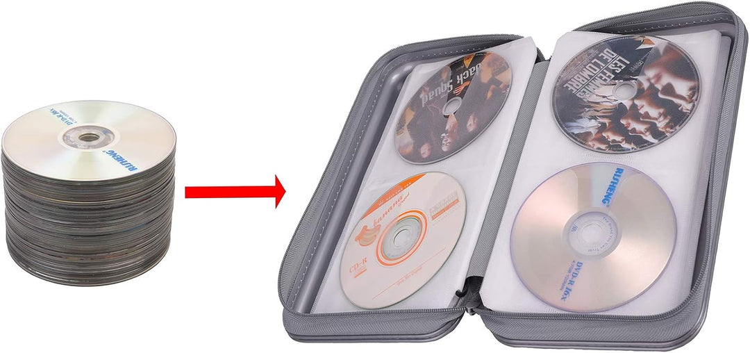 UENTIP CD-Hülle mit 48 Kapazitäten, tragbare DVD-Hülle aus Hartplastik, CD-Organizer, Brieftasche, s