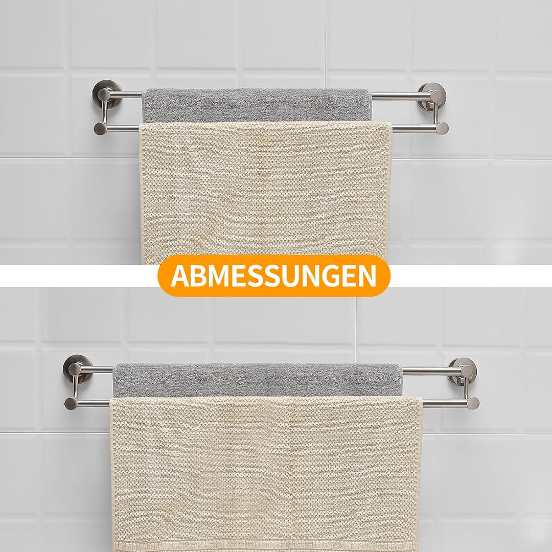 BESy Ausziehbarer Handtuchhalter für die Wand, 40–70 cm (16 – 28 inch), Doppelte Handtuchstange aus