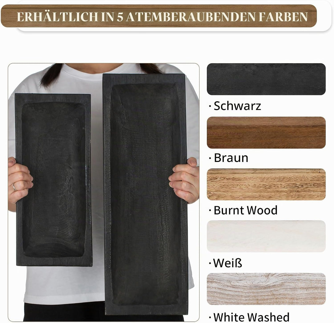 Hanobe Holzschale Deko Holztablett Dekoschale: Tablett Rechteckig Schlüsselschale Holz Laenglich Sch