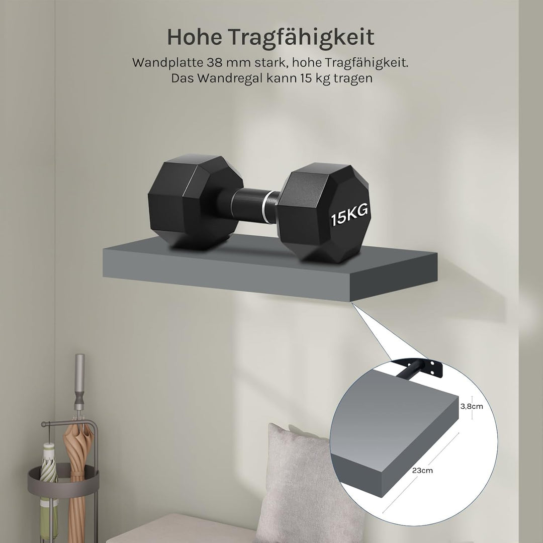 WOLTU Wandregal Set von 3 Regalen Wandboard Freischwebend Schweberegal CD DVD Regal Bücherregal Holz