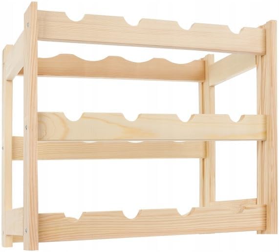 Weinregal Holz 12 Flaschen Natur 44x38x25 cm Wine Rack Regal Flaschenregal Weinflaschenregal Getränk