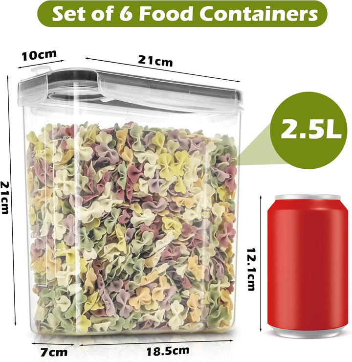 Withosent 2.5L Vorratsdosen Luftdicht 6er Set, Aufbewahrungsbox Küche mit Deckel aus Plastik, Vorrat