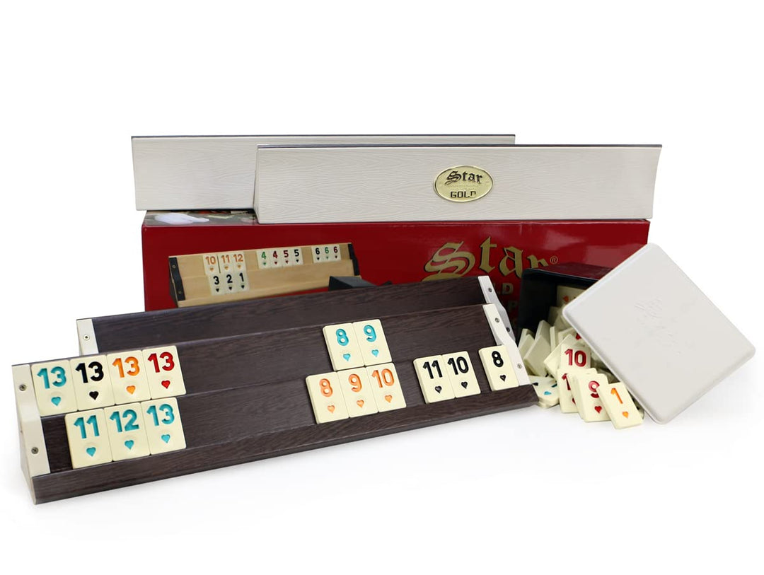 Original Star Gold Rummy / Okey aus Holz-Plastik mit Melamin Steine Okey Takimi (Dunkel)