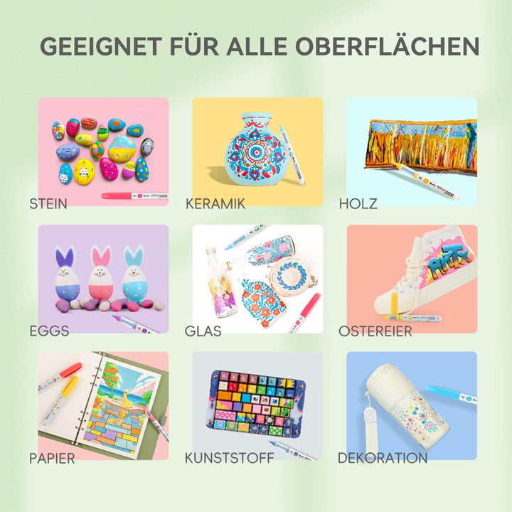 Arrtx Acrylmalstifte für Steinmalerei, 36 Farben Acrylstift Pinsel Spitze, Acryl-Marker, wasserfeste