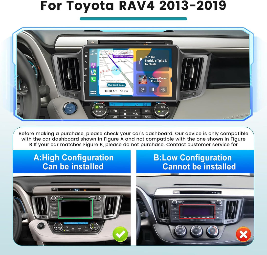 [2G+64G] Hikity Autoradio Für Toyota RAV4 2013-2018 Linkslenker Android 15 Wireless Carplay Android