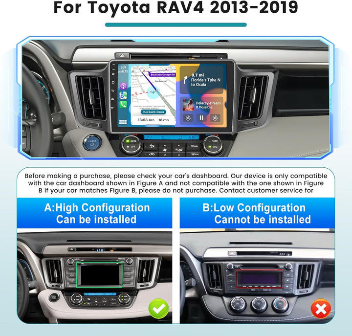 [2G+64G] Hikity Autoradio Für Toyota RAV4 2013-2018 Linkslenker Android 15 Wireless Carplay Android