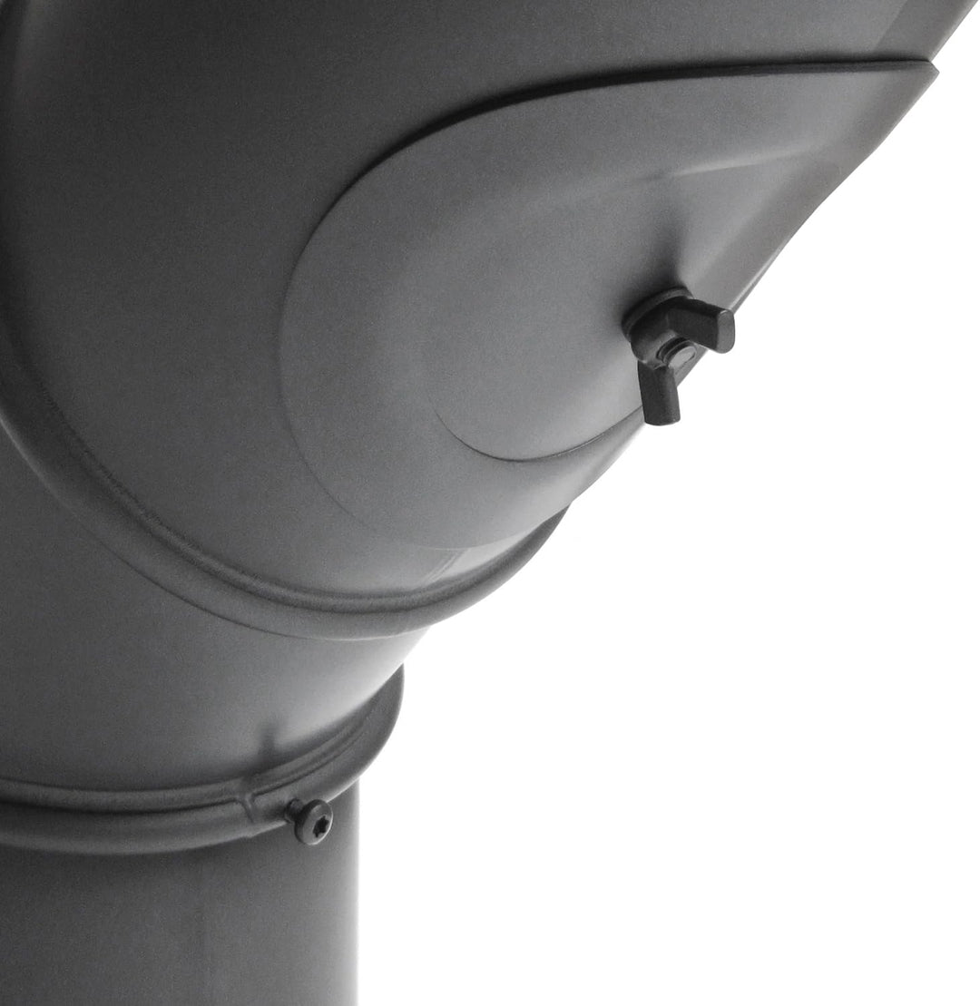 raik Rauchrohrbogen/Ofenrohrbogen Multibogen mit Tür 4-teilig 0-90° drehbar 120 mm Durchmesser 2 mm