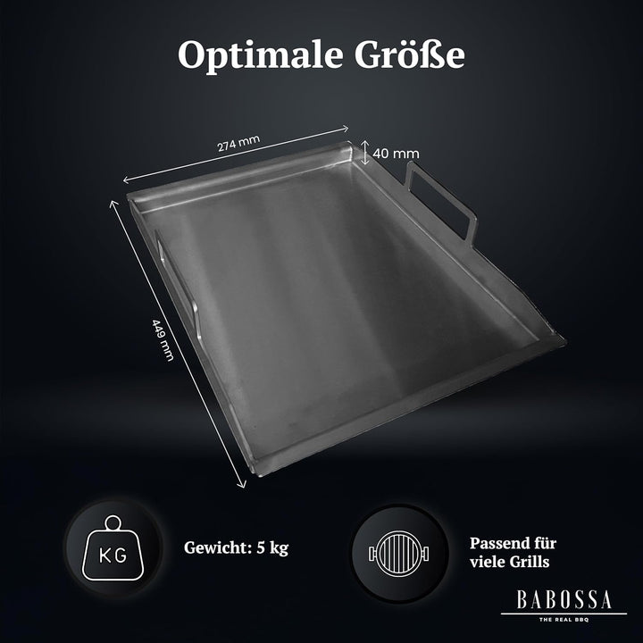 BABOSSA Premium Einsatzpfanne/Plancha kompatibel mit allen Napoleon Rogue Modellen | 44.9x27.4cm | M