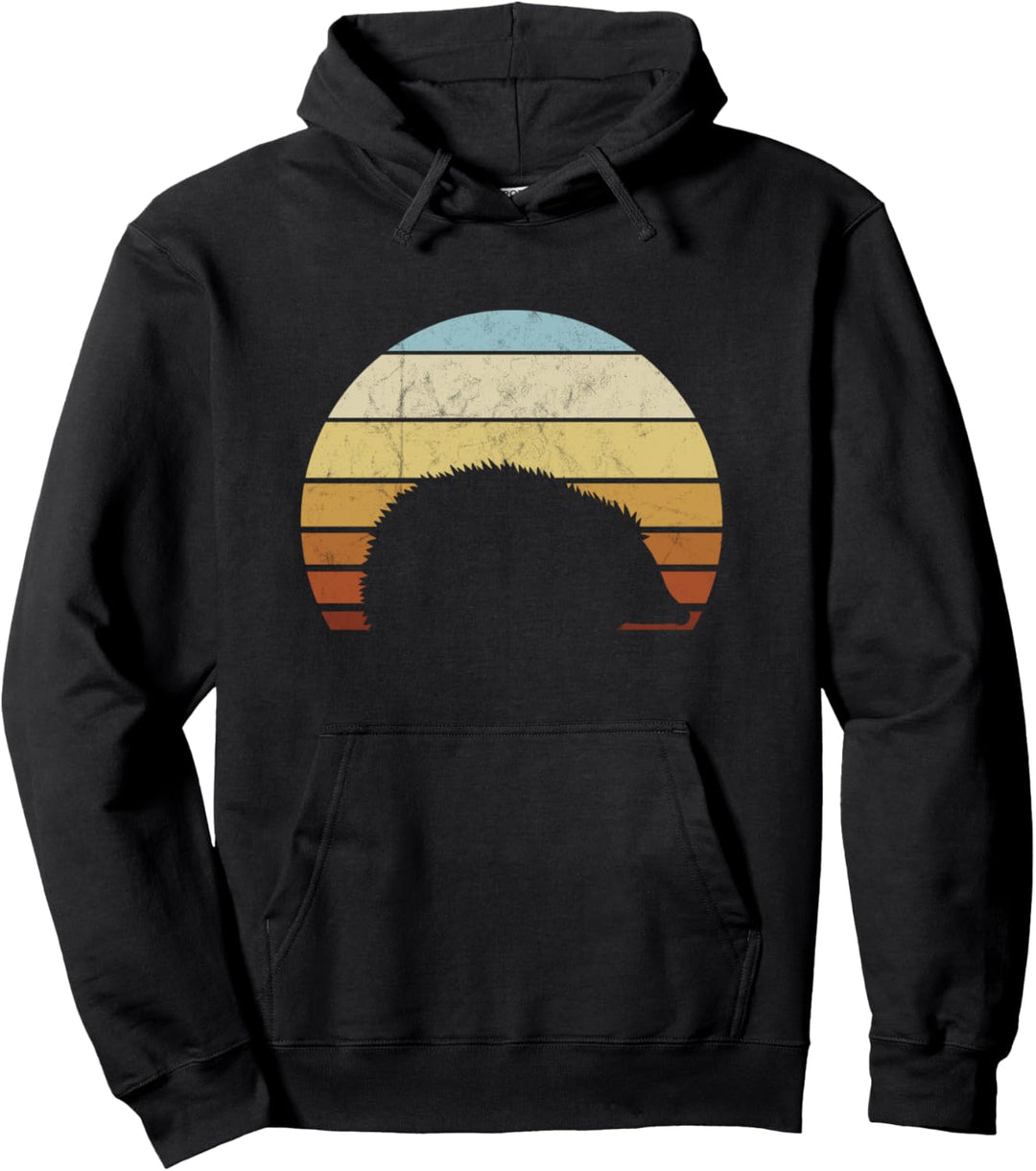 Retro Silhouette vor Vintage Sonnenuntergang Igel Pullover Hoodie
