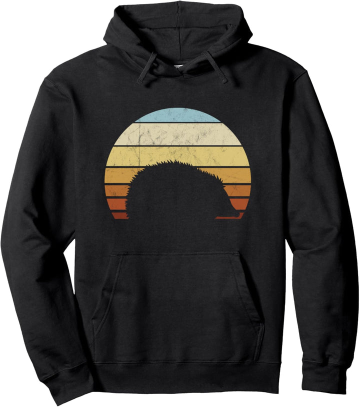 Retro Silhouette vor Vintage Sonnenuntergang Igel Pullover Hoodie