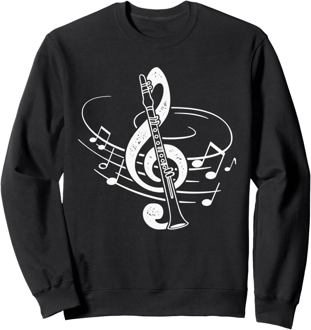 Notenschlüssel Musik Note Musiker Klarinette Sweatshirt