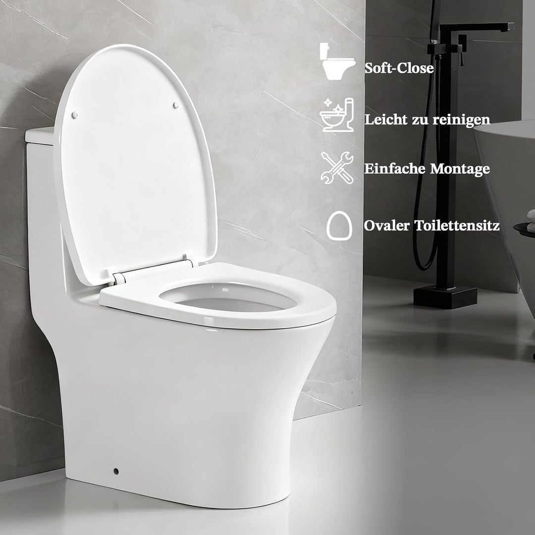 Toilettendeckel mit Absenkautomatik,WC Sitz mit Absenkautomatik,Quick-Release Funktion für einfach R