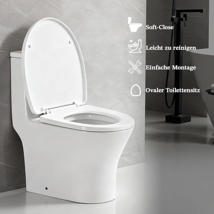 Toilettendeckel mit Absenkautomatik,WC Sitz mit Absenkautomatik,Quick-Release Funktion für einfach R