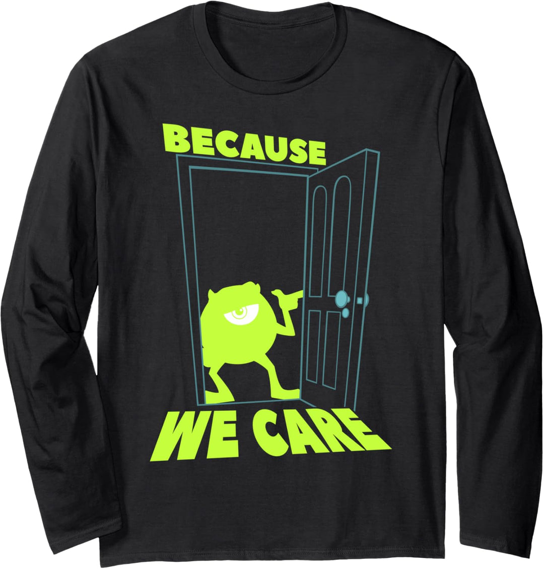 Disney Pixar Monsters Inc. Mike Because We Care Text Langarmshirt