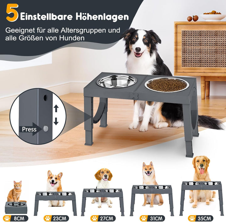 X XBEN Erhöhter Hundenapf, 5 Höhenverstellbar Futternapf für Kleine Mittlere Grosse Hunde, Futtersta