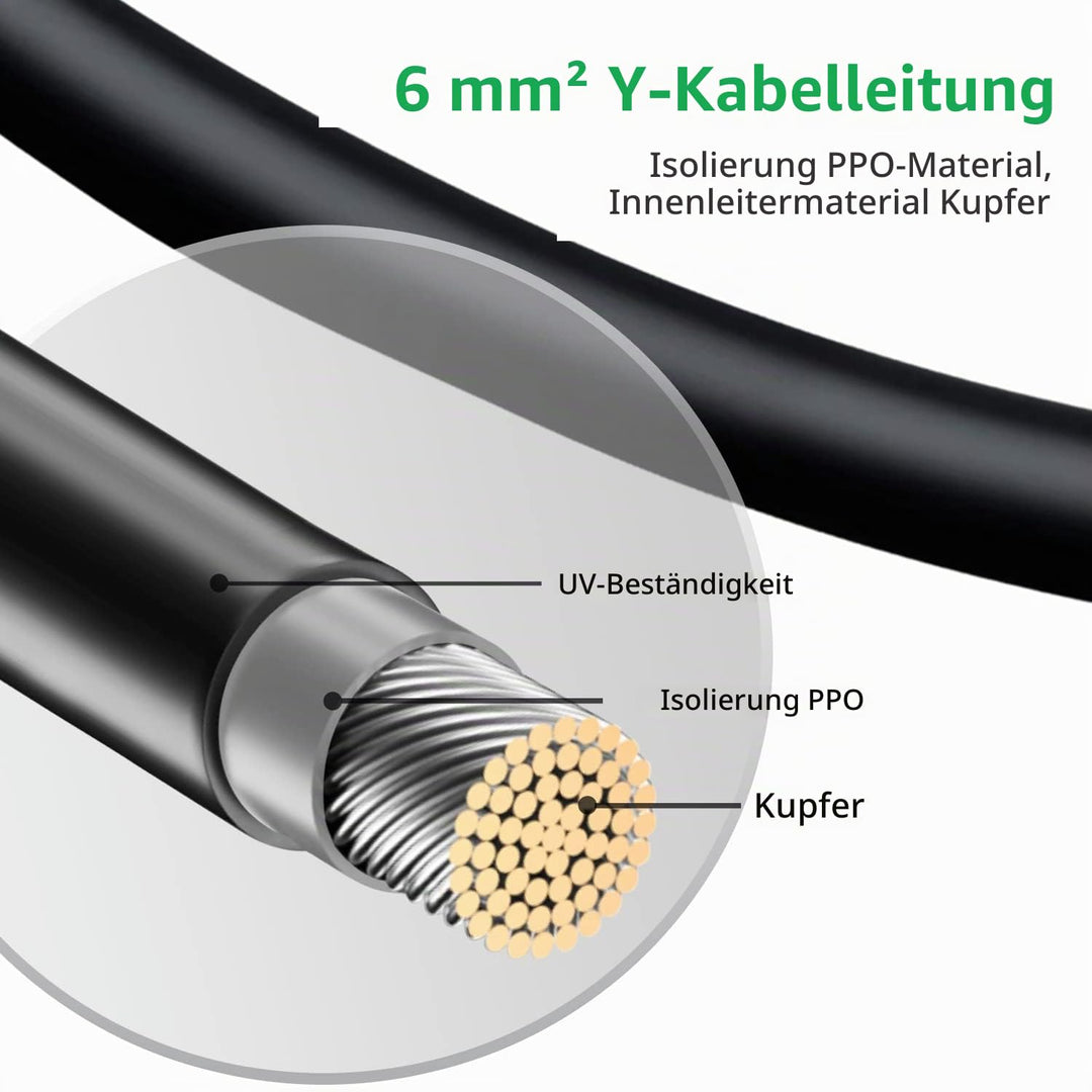 GENORTH Solar kabel 6mm² Y-Stecker Solarstecker Y-Verteiler 5 Paar 10AWG Solarpanel Kabel PV MMF + F