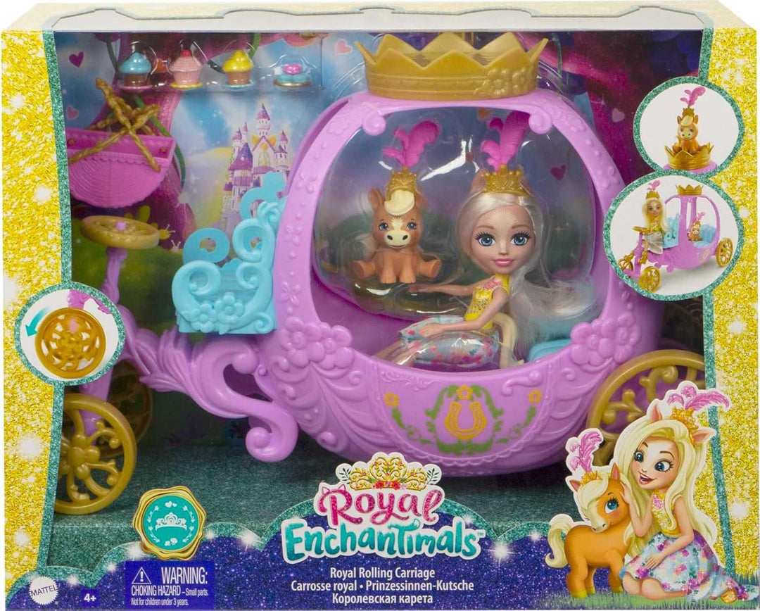 Enchantimals GYJ16 - Spielset Rollende Kutsche für Prinzessinnen (20,5 cm), aus der Royals Kollektio