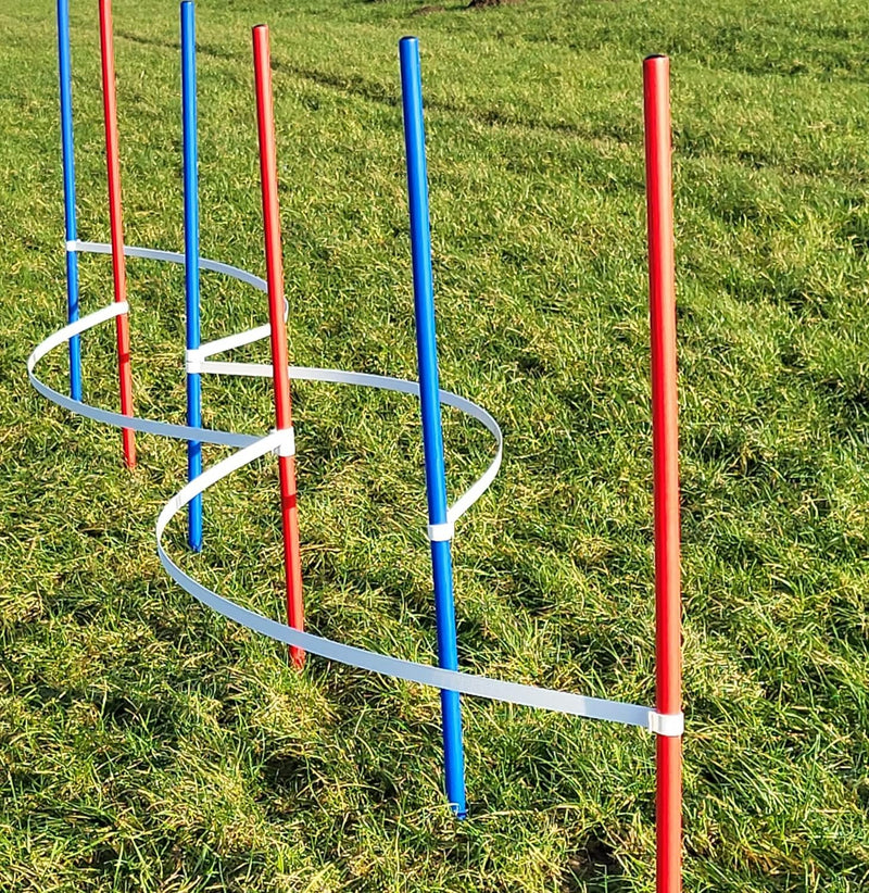 Wuzzmann Agility - Slalom - AUSBILDUNGSSET MIT 4 SLALOMBÖGEN/TRAININGSBÖGEN + 6 SLALOMSTANGEN ROT/BL