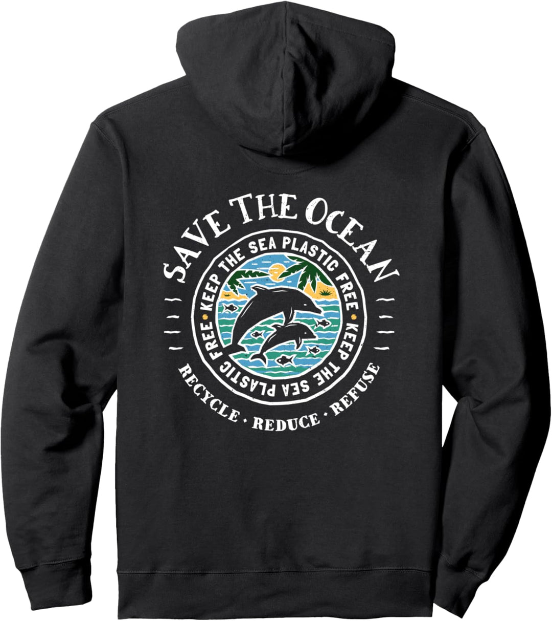 Save The Ocean - Keep The Sea Plastikfreier Delfin Pullover Hoodie