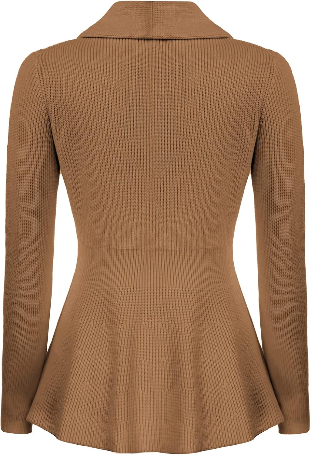 Belle Poque Damen Strickjacke Langarm Reverskragen Cardigan mit Rüschensaum Casual Strickmantel M Br