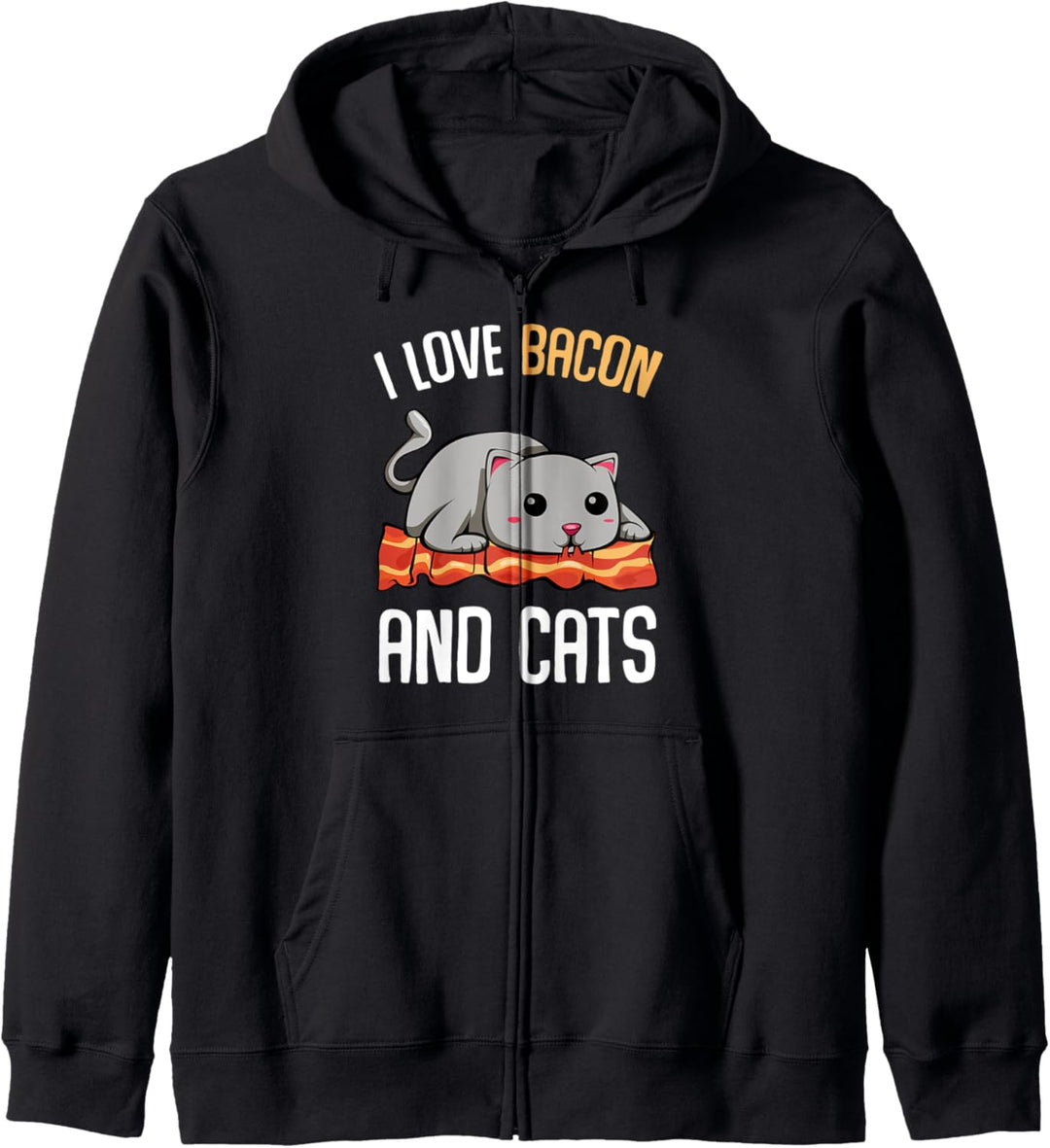 I Love Bacon And Cats Speckstreifen Fleisch Speck Grillen Kapuzenjacke