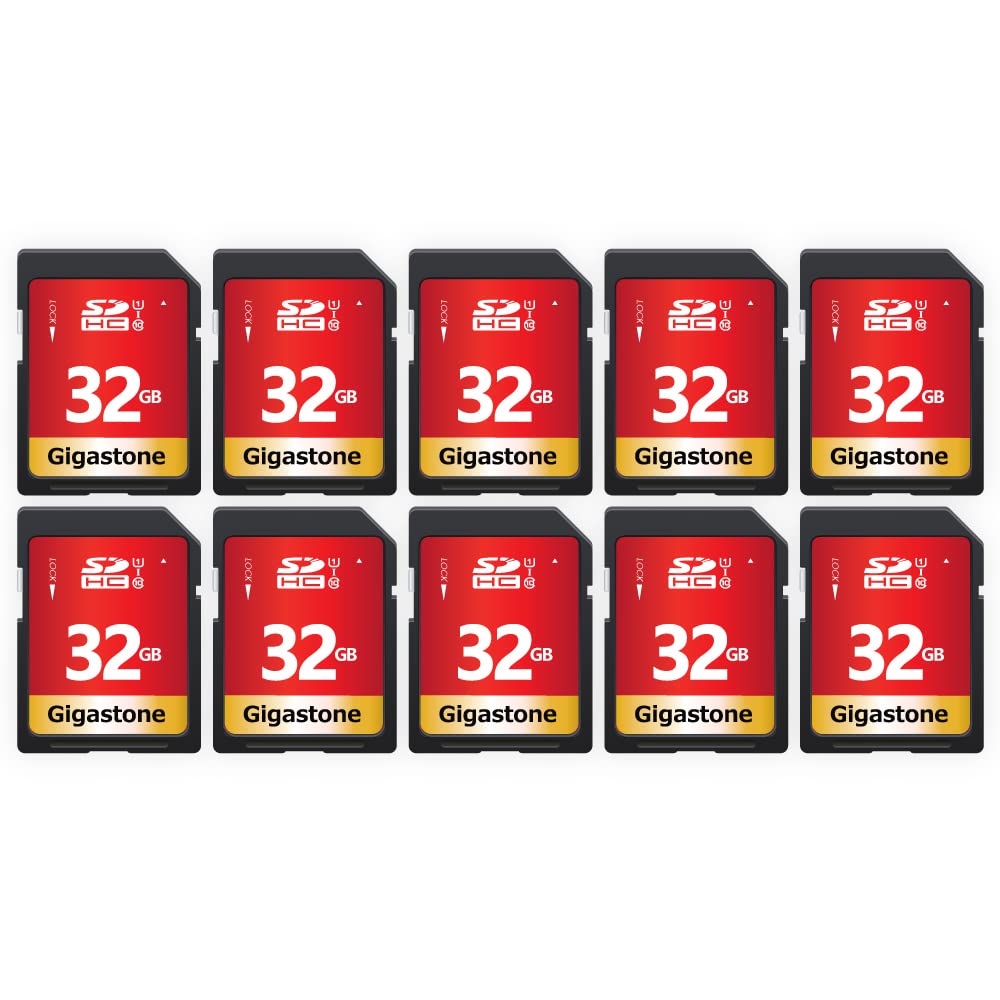 GIGASTONE 32GB SDHC Speicherkarte 10er-Pack, UHS-I U1 Klasse 10, bis zu 80 MB/Sek. für Digitalkamera