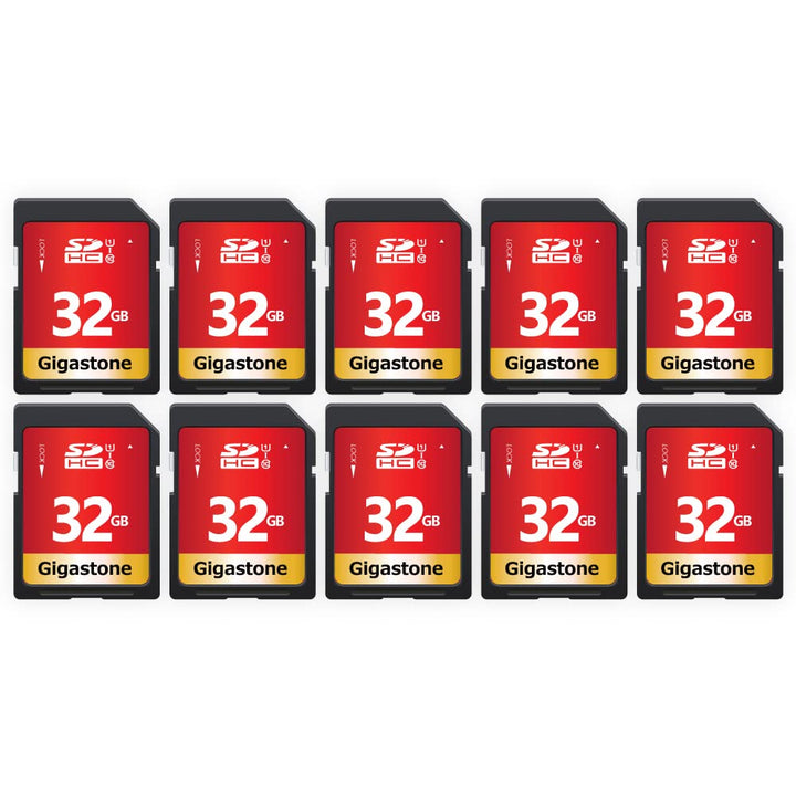GIGASTONE 32GB SDHC Speicherkarte 10er-Pack, UHS-I U1 Klasse 10, bis zu 80 MB/Sek. für Digitalkamera