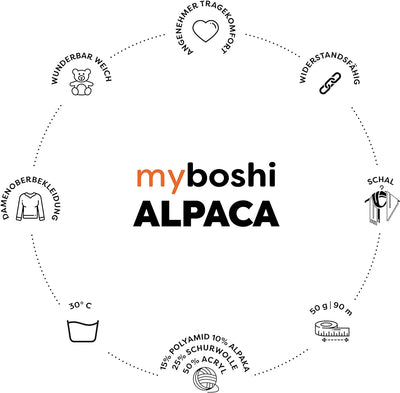 myboshi Alpaca-Wolle zum Häkeln/Stricken, temperaturregulierend, angenehm weich, für Damenoberbeklei