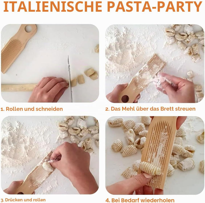 Authentisches Gnocchi-Brett für handgefertigte italienische Gnocchi-Pasta. Gebogene Platte, Gebogene