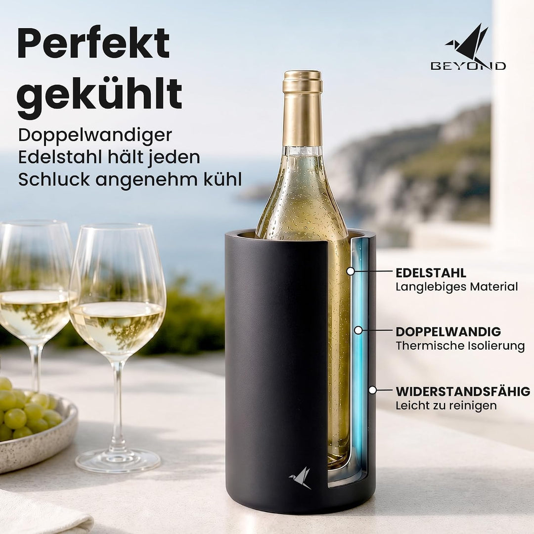 beyond Flaschenkühler für Wein, Champagner und Sekt Flaschen I Doppelwandiger Edelstahl Sektkühler -