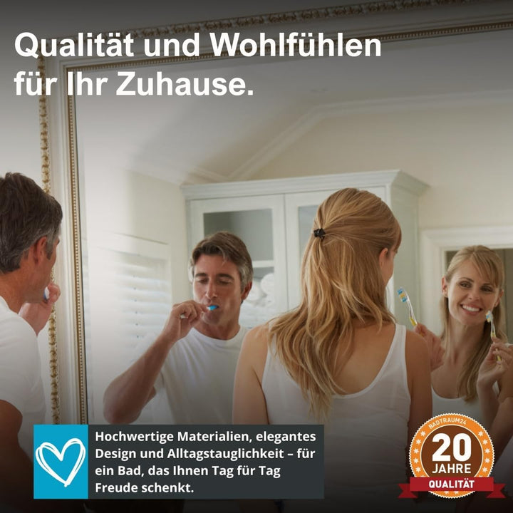 Aqua Bagno Handwaschbecken 50 cm Keramik Weiss, Hängewaschbecken rechteckig für Wandmontage, Aufsatz